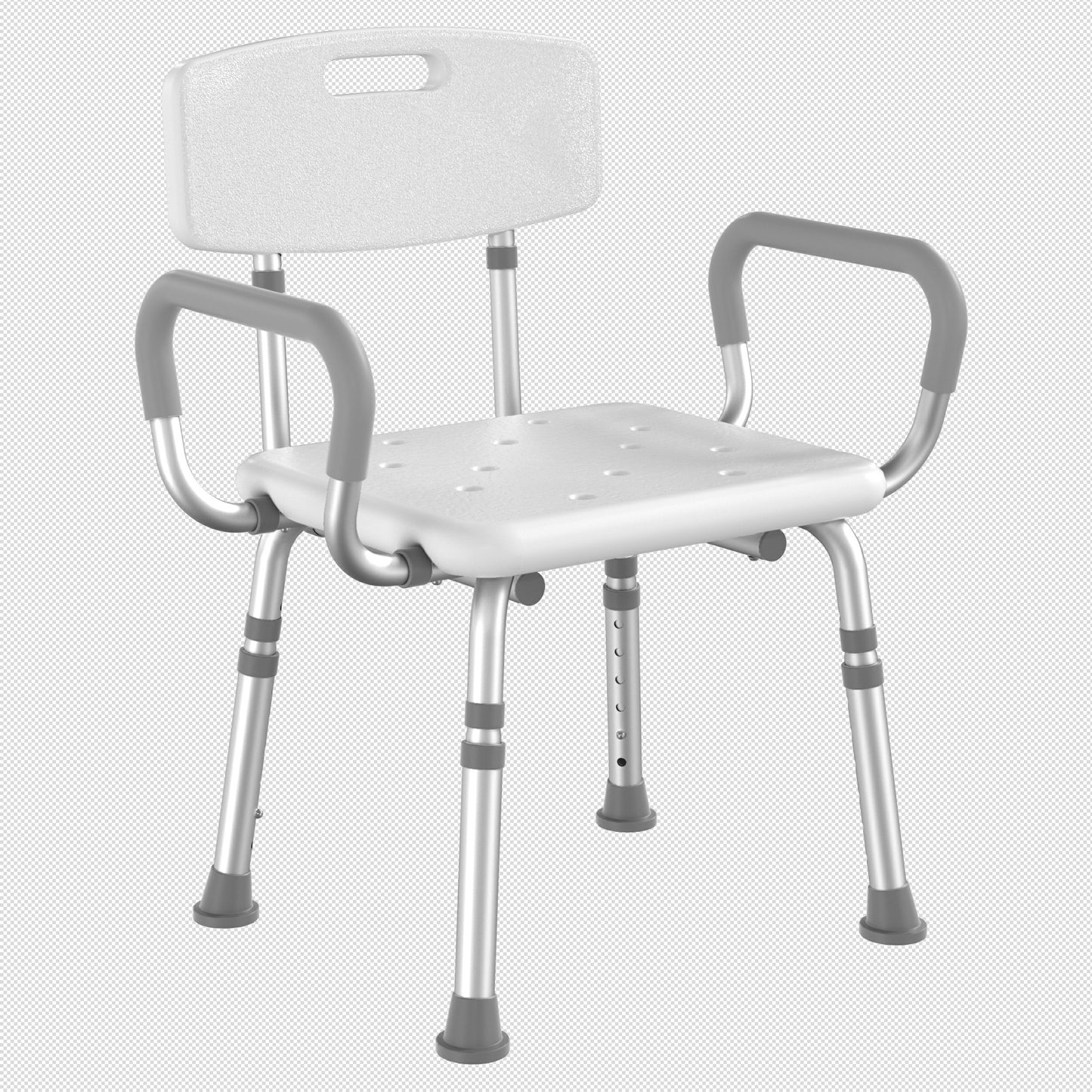 HOMLAND 500 lbs Heavy Duty Shower Chair with Arms and Backrest, 3-in-1 Customizable Bath Seat, Height Adjustable Medical Safety Bench for Seniors & Disabled - White