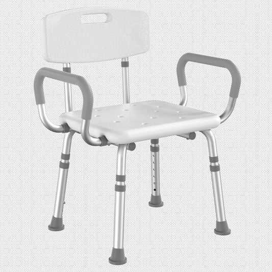 HOMLAND 500 lbs Heavy Duty Shower Chair with Arms and Backrest, 3-in-1 Customizable Bath Seat, Height Adjustable Medical Safety Bench for Seniors & Disabled - White