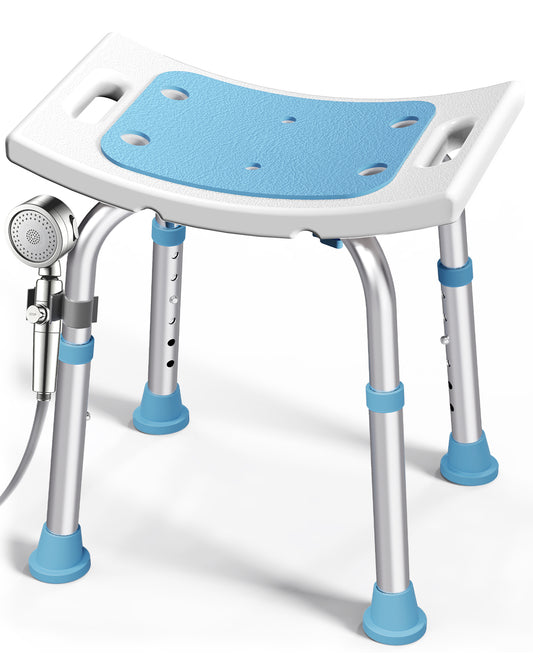 HOMLAND 400 lbs Shower Chair for Seniors, Heavy Duty Capacity Bathroom Bench with Suction Cup Feet, Height Adjustable Bath Stool for Inside Tub - Blue