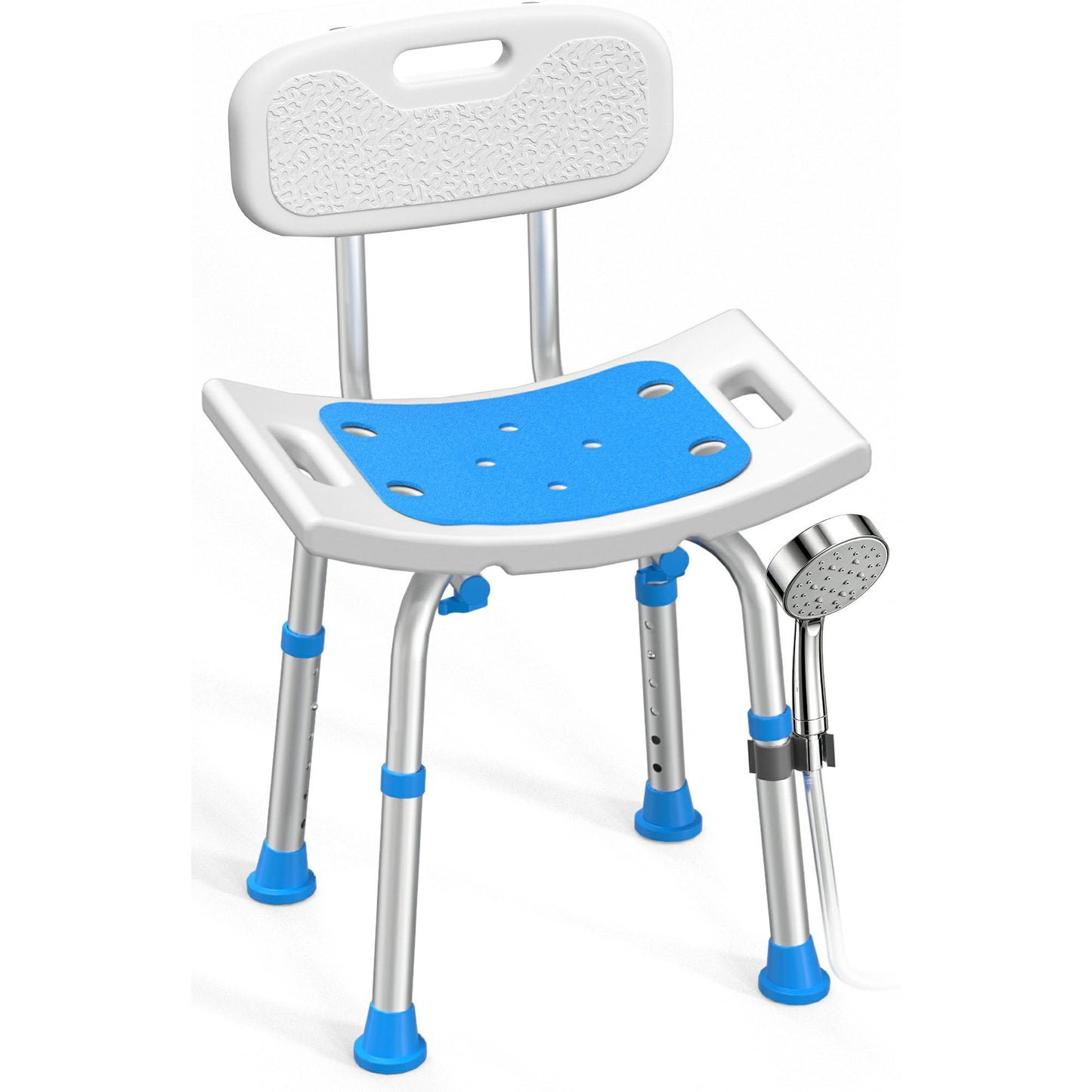 HOMLAND 2-in-1 Shower Chair with Removable Backrest, 400 lbs Capacity Heavy Duty Bath Seat, Height Adjustable Medical Bath Stool for Seniors and Disabled