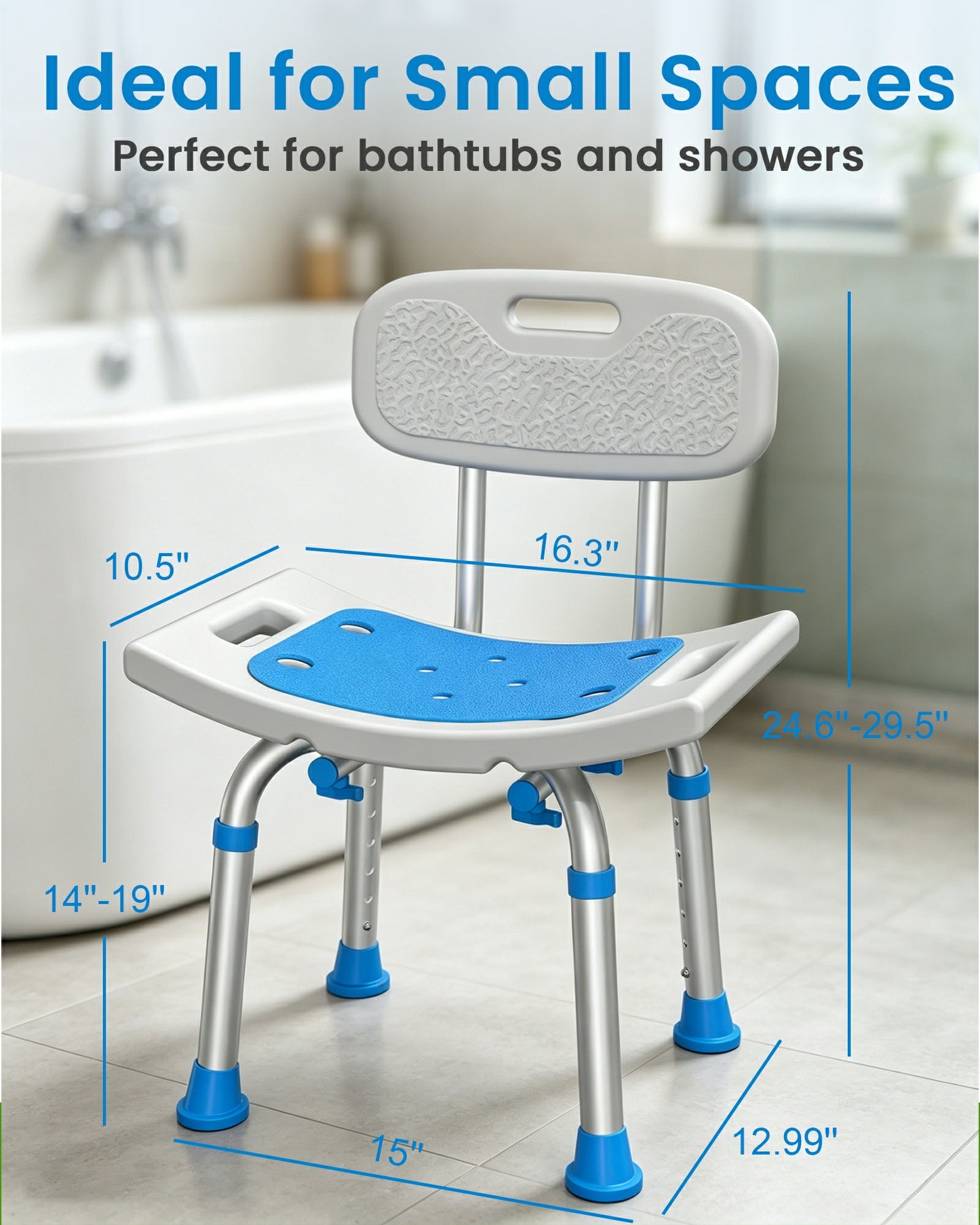 HOMLAND 2-in-1 Shower Chair with Removable Backrest, 400 lbs Capacity Heavy Duty Bath Seat, Height Adjustable Medical Bath Stool for Seniors and Disabled