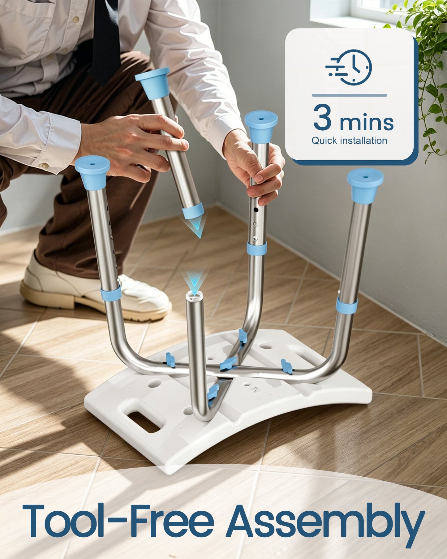 HOMLAND 400 lbs Shower Chair for Seniors, Heavy Duty Capacity Bathroom Bench with Suction Cup Feet, Height Adjustable Bath Stool for Inside Tub - Blue