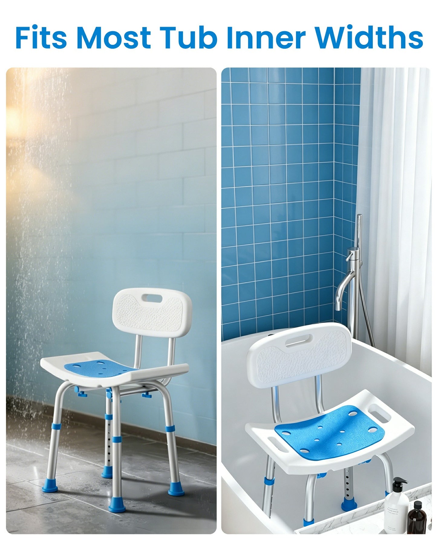 HOMLAND 2-in-1 Shower Chair with Removable Backrest, 400 lbs Capacity Heavy Duty Bath Seat, Height Adjustable Medical Bath Stool for Seniors and Disabled