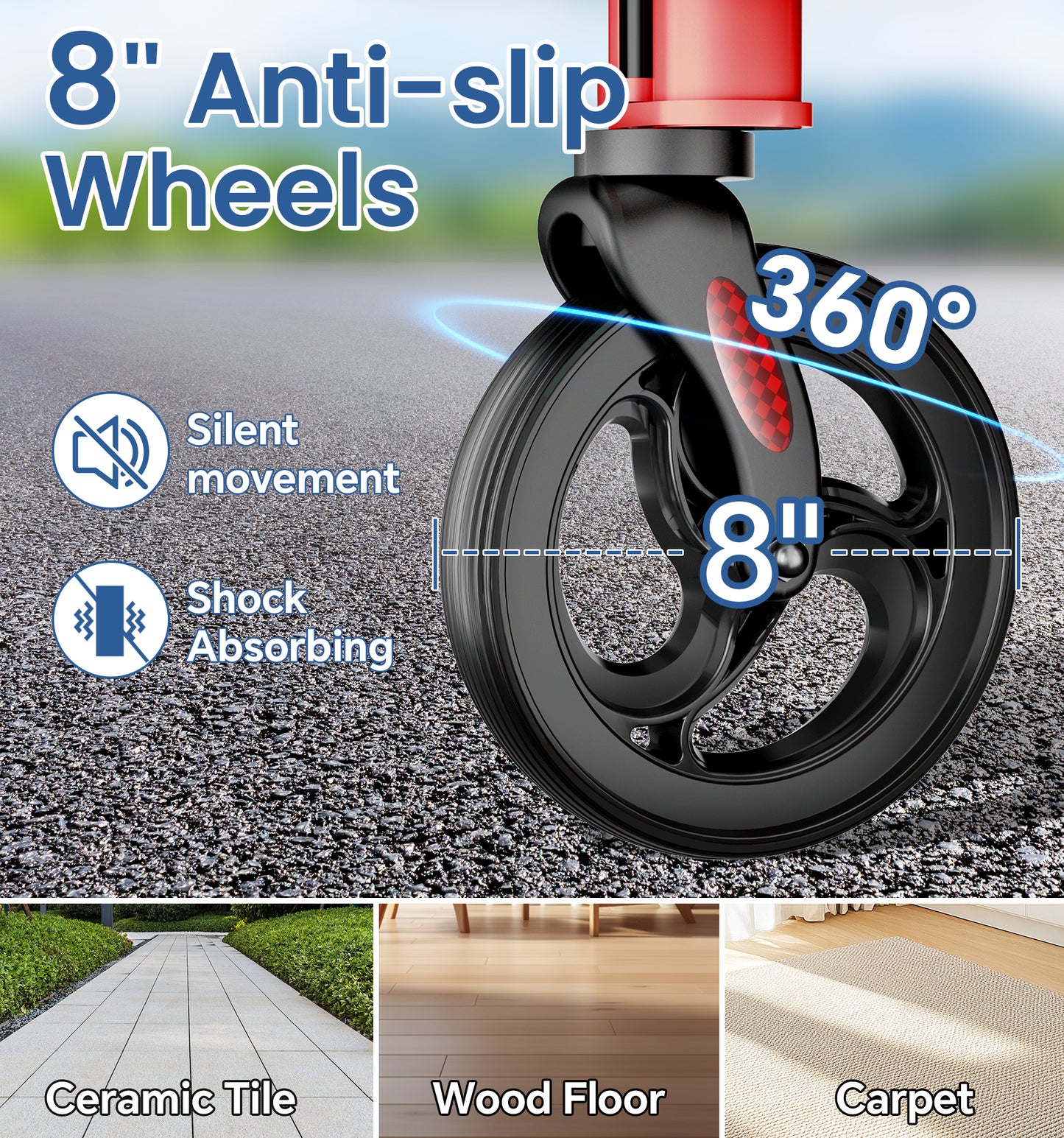 HOMLAND 3-Wheel Folding Walkers for Seniors, Lightweight Three Wheel Walker with Cane and Cup Holder, Height Adjustable Narrow Space Mobility Aid - Red